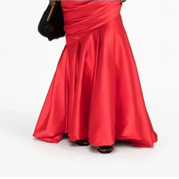 Rasario Satin Mermaid Fishtail Maxi Gown in Red Size IT40 NWT $2950 - Picture 12 of 13